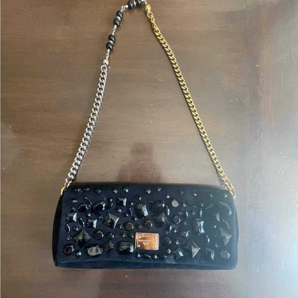DOLCE & GABBANA EVENING BLACK SUEDE BAG - Picture 6 of 14